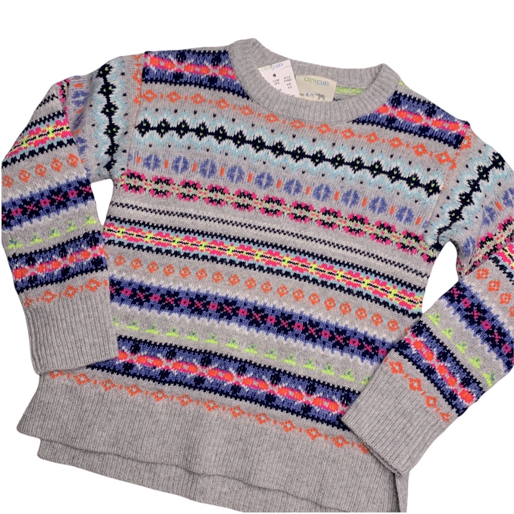 Crewcuts 4-5T knit sweater with bright accent colors NWT